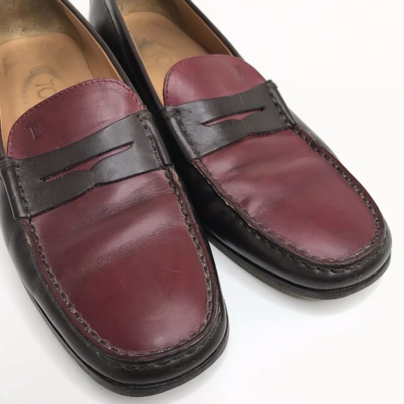 TODS Gommini Driving Loafers Brown And Red Leather - Picture 5 of 8